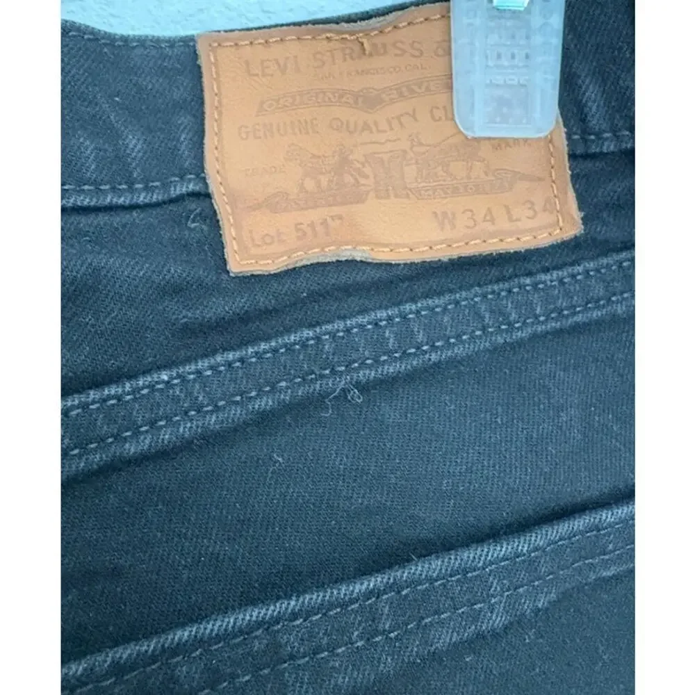 Levis Mens Slim Fit Black Denim Size 34x34